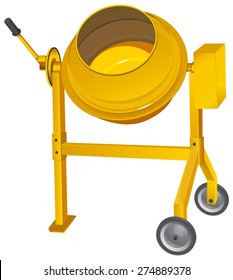 Construction Tool. Concrete Mixer Illustration.