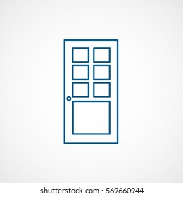 Construction Tool Door Blue Line Icon On White Background