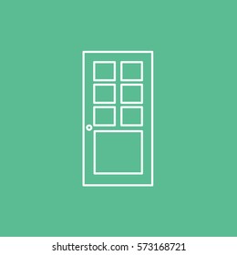 Construction Tool Door Line Icon On Green Background