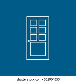 Construction Tool Doors Line Icon On Blue Background