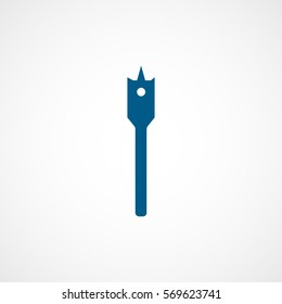 Construction Tool Drill Auger Blue Flat Icon On White Background