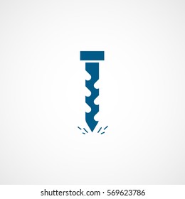 Construction Tool Drill Auger Blue Flat Icon On White Background