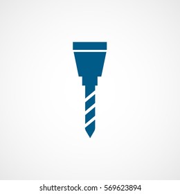 Construction Tool Drill Auger Blue Flat Icon On White Background