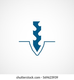 Construction Tool Drill Auger Blue Flat Icon On White Background