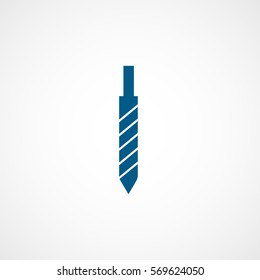 Construction Tool Drill Auger Blue Flat Icon On White Background