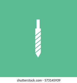 Construction Tool Drill Auger Flat Icon On Green Background