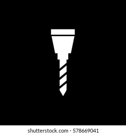 Construction Tool Drill Auger Flat Icon On Black Background