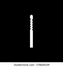 Construction Tool Drill Auger Flat Icon On Black Background