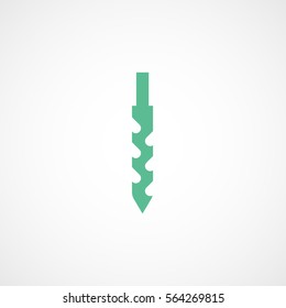 Construction Tool Drill Auger Green Flat Icon On White Background