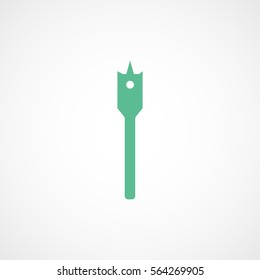 Construction Tool Drill Auger Green Flat Icon On White Background