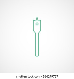 Construction Tool Drill Auger Green Line Icon On White Background
