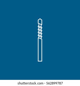 Construction Tool Drill Auger Line Icon On Blue Background
