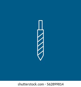 Construction Tool Drill Auger Line Icon On Blue Background