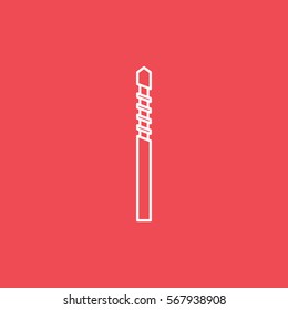 Construction Tool Drill Auger Line Icon On Red Background