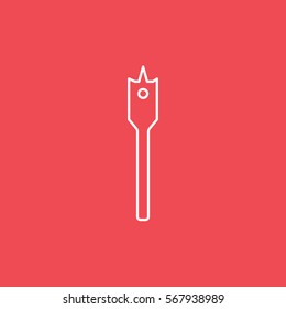Construction Tool Drill Auger Line Icon On Red Background