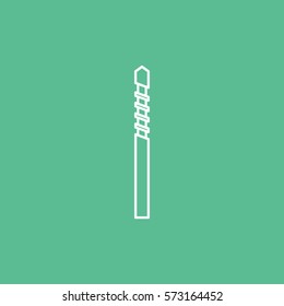 Construction Tool Drill Auger Line Icon On Green Background