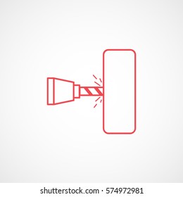 Construction Tool Drill Auger Red Line Icon On White Background