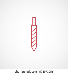 Construction Tool Drill Auger Red Line Icon On White Background