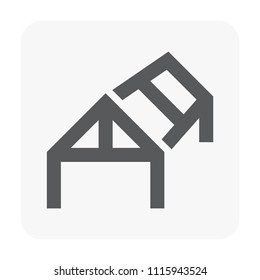 Construction tool and engineering icon on white.
