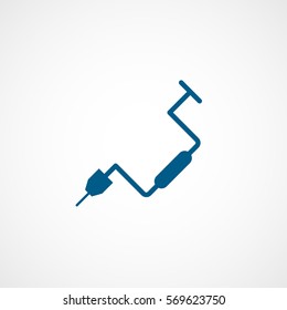 Construction Tool Hand Drill Blue Flat Icon On White Background