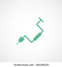 Construction Tool Hand Drill Green Flat Icon On White Background