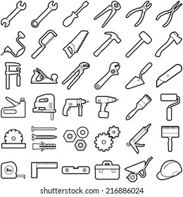 Colección de iconos de herramientas de construcción - ilustración vectorial