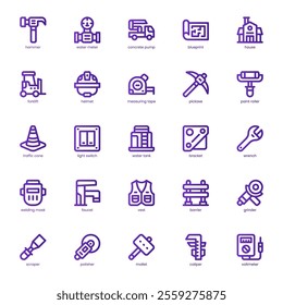 Construction and Tool icon pack for your website, mobile, presentation, and logo design. Construction and Tool icon basic line gradient design. Vector graphics illustration and editable stroke.