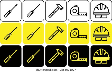 Construction Tool Icon Set Collection.