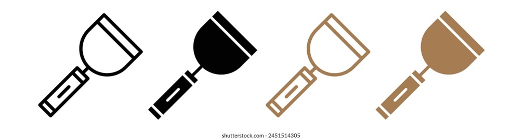 Construction tool icon showing a putty knife used for smoothing building materials