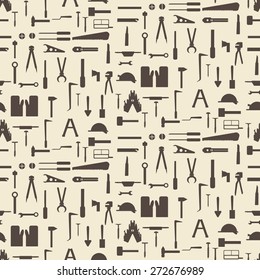 Construction tool icon silhouette set seamless texture.   Editable vector illustration. Perfect as any design template.