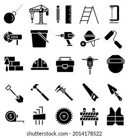 Construction tool icon vector set. repair illustration sign collection. building symbol or logo.