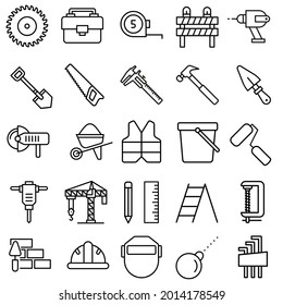 Construction tool icon vector set. repair illustration sign collection. building symbol or logo.