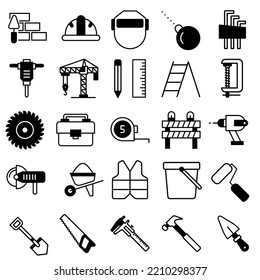 Construction tool icon vector set. repair illustration sign collection. building symbol or logo.