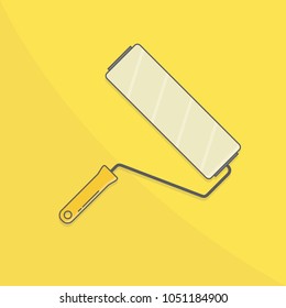 Construction tool - painting roller vector illustration on yellow background
