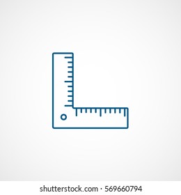Construction Tool Ruler Blue Line Icon On White Background
