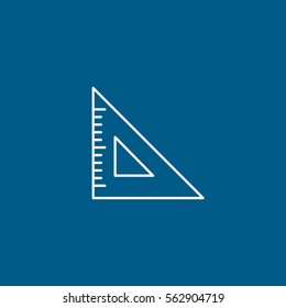 Construction Tool Ruler Line Icon On Blue Background