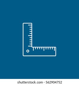 Construction Tool Ruler Line Icon On Blue Background