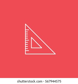 Construction Tool Ruler Line Icon On Red Background