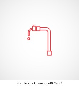 Construction Tool Sanitary Engineering Red Line Icon On White Background