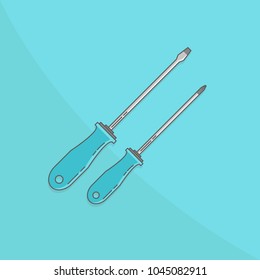 Construction tool - screwdrivers vector illustration on blue background