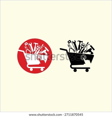 Construction Tool Shopping Cart Touchscreen Icon Logo Design