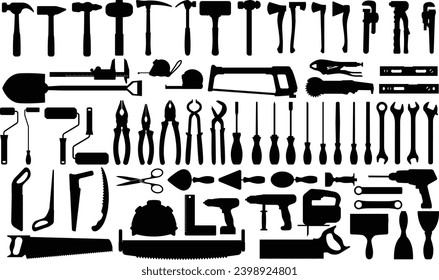 Construction tool silhouette vector set