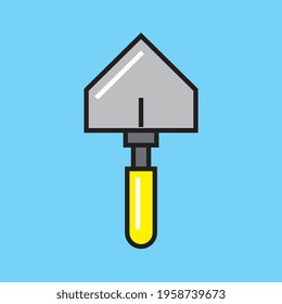 Construction tool spatula symbol on blue background vector illustration
