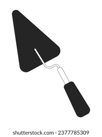 Herramienta de construcción: objetos de dibujos animados en 2D en blanco y negro. Plastación de espátula. Equipo de horticultura elemento de contorno vectorial aislado. Jardinería. Ilustración de manchas plana monocromada de herramienta de masonería