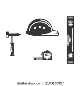 construction tool warehouse black and white style