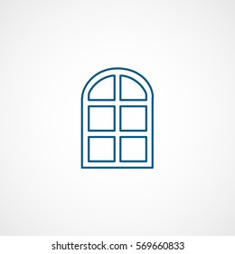 Construction Tool Window Frame Blue Line Icon On White Background