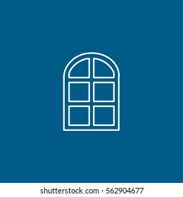 Construction Tool Window Frame Line Icon On Blue Background