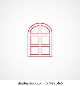 Construction Tool Window Frame Red Line Icon On White Background