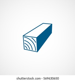 Construction Tool Wooden Beam Blue Flat Icon On White Background