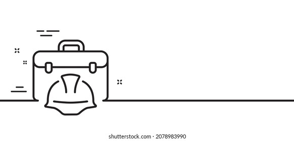 Construction Toolbox Line Icon. Architect Portfolio Sign. Engineer Case Symbol. Minimal Line Illustration Background. Construction Toolbox Line Icon Pattern Banner. White Web Template Concept. Vector